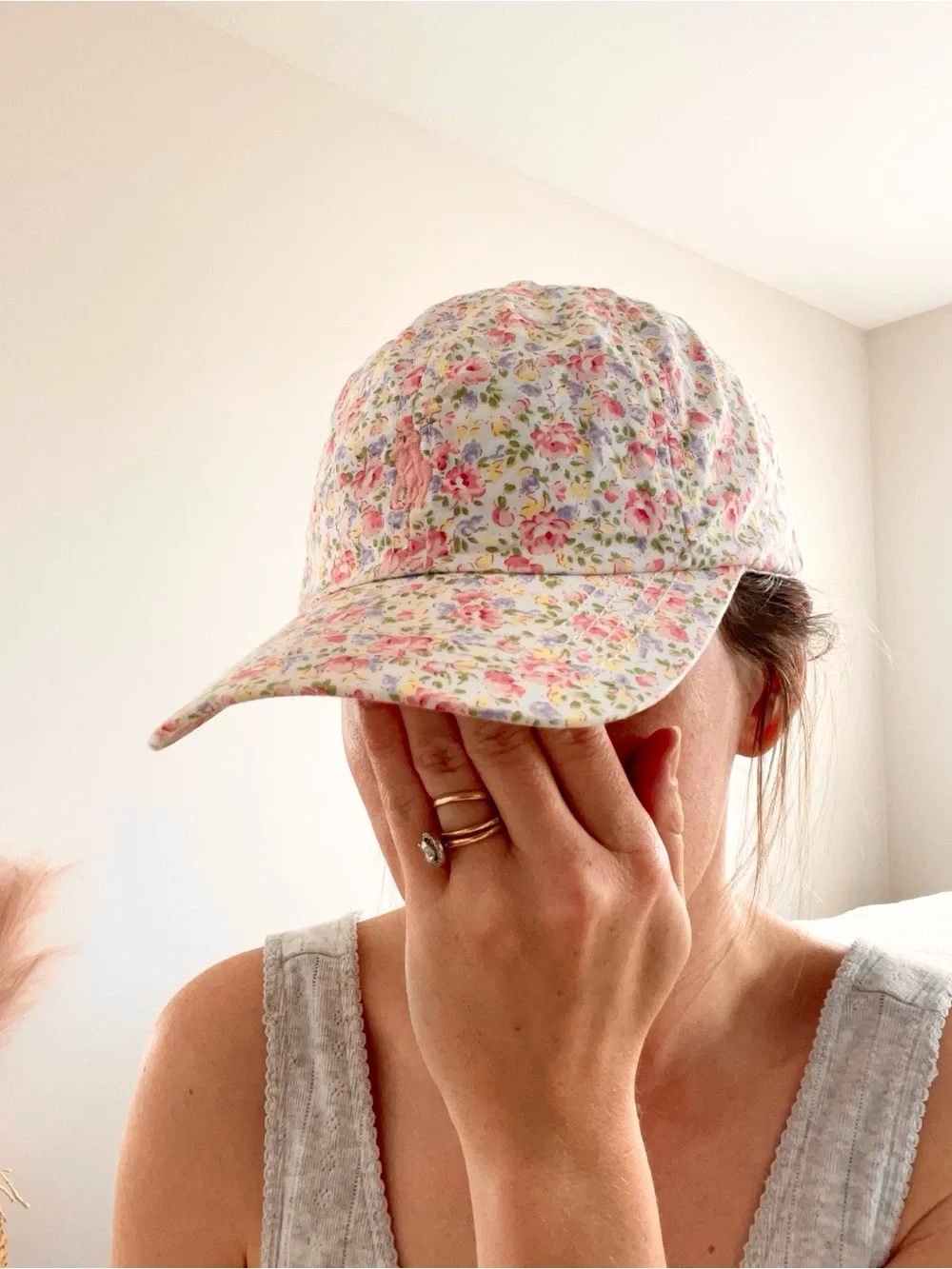 Polo Ralph Lauren Pink Floral Baseball Cap with Blue Label